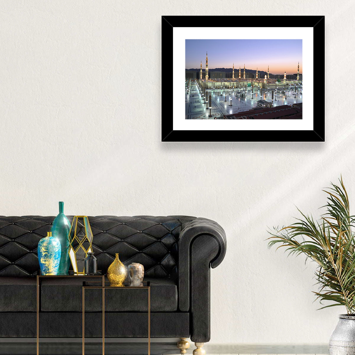 Nabawi Mosque at Dusk, Medina Wall Art in a room, landscape
