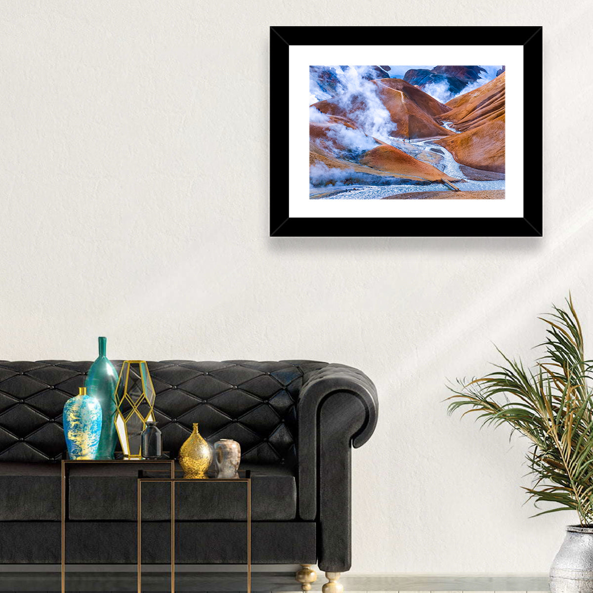 Geothermal Valley with Footbridge Wall Art in a room, landscape