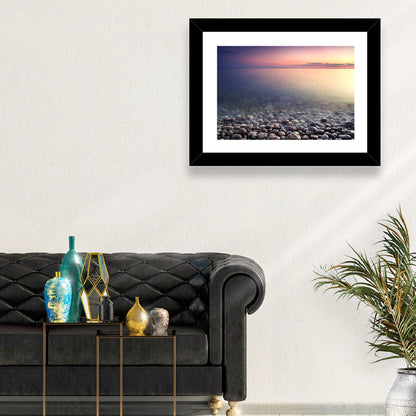 Pebbled Shore Sunset Wall Art