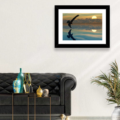Bald Eagle Sunset Reflection Wall Art