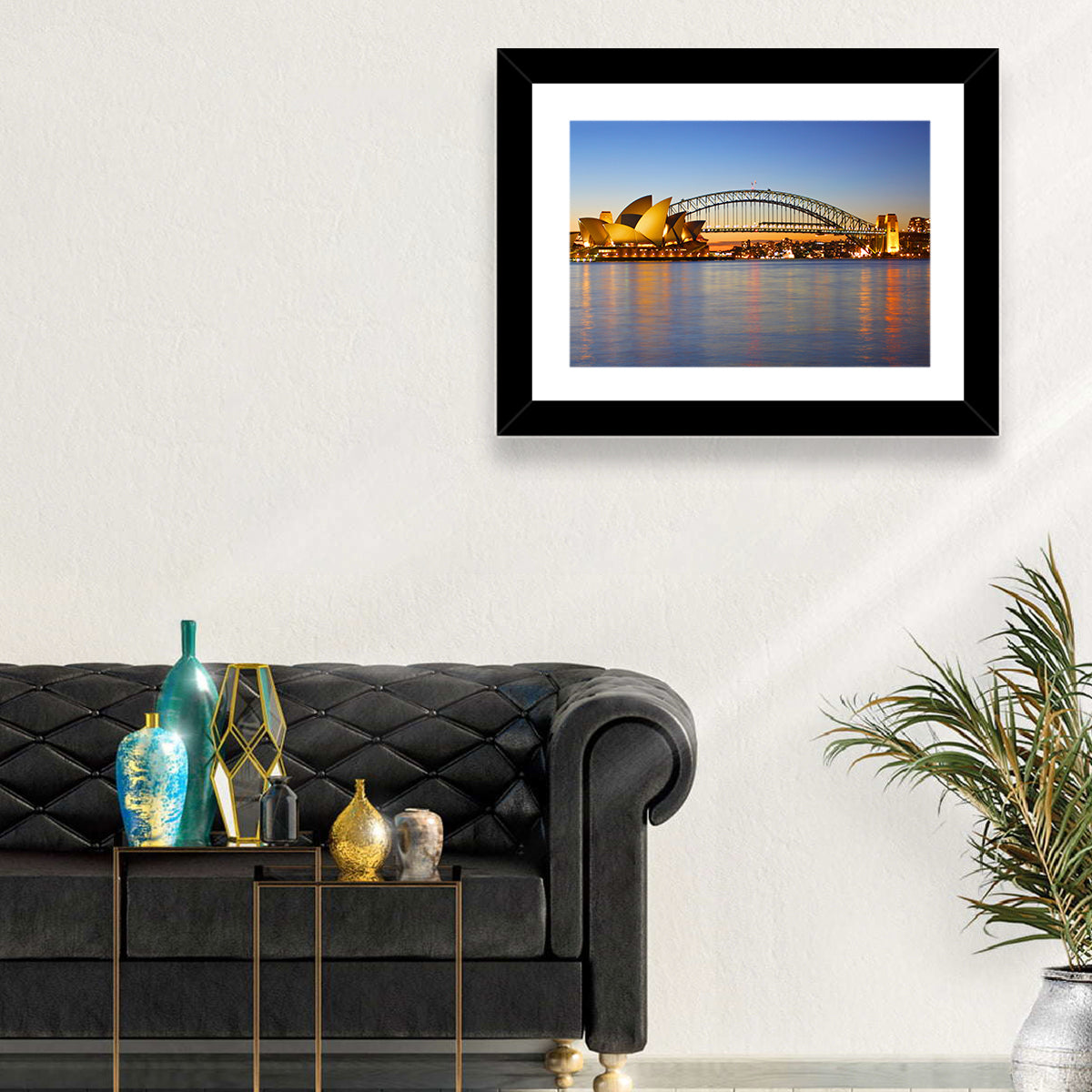 Sydney Harbour Bridge and Opera House Wall Art in a room, landscape