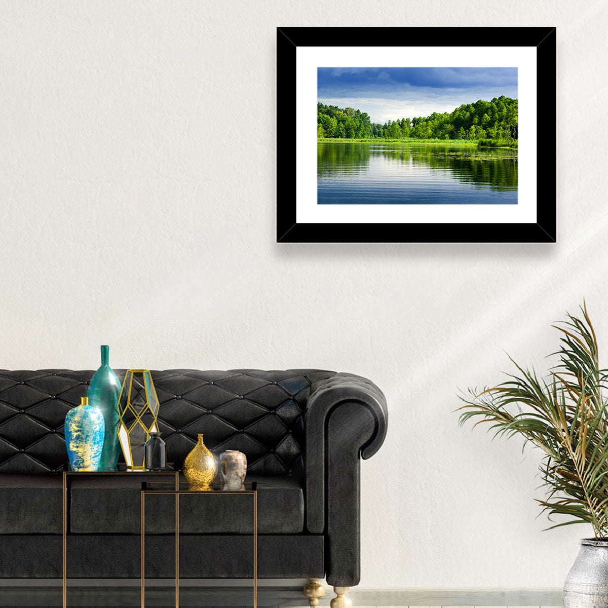 Mazury Forest Lake Wall Art in a room, landscape