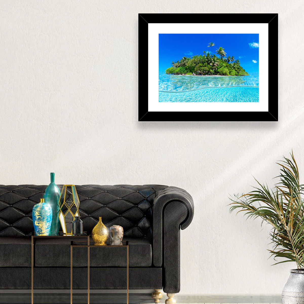 Tropical Island Lagoon Split-level Seascape Wall Art