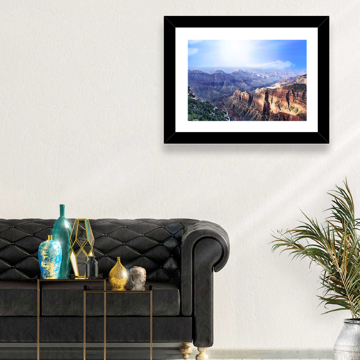 Grand Canyon Sunlit Vista Wall Art in a room, landscape