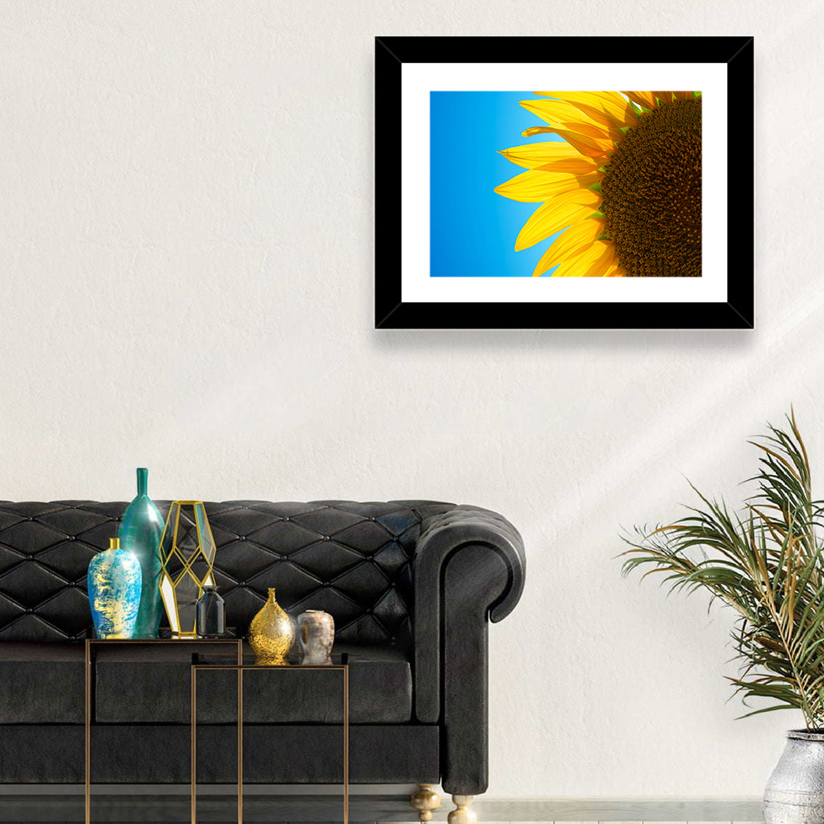 Sunflower Close-up Wall Art in a room, landscape
