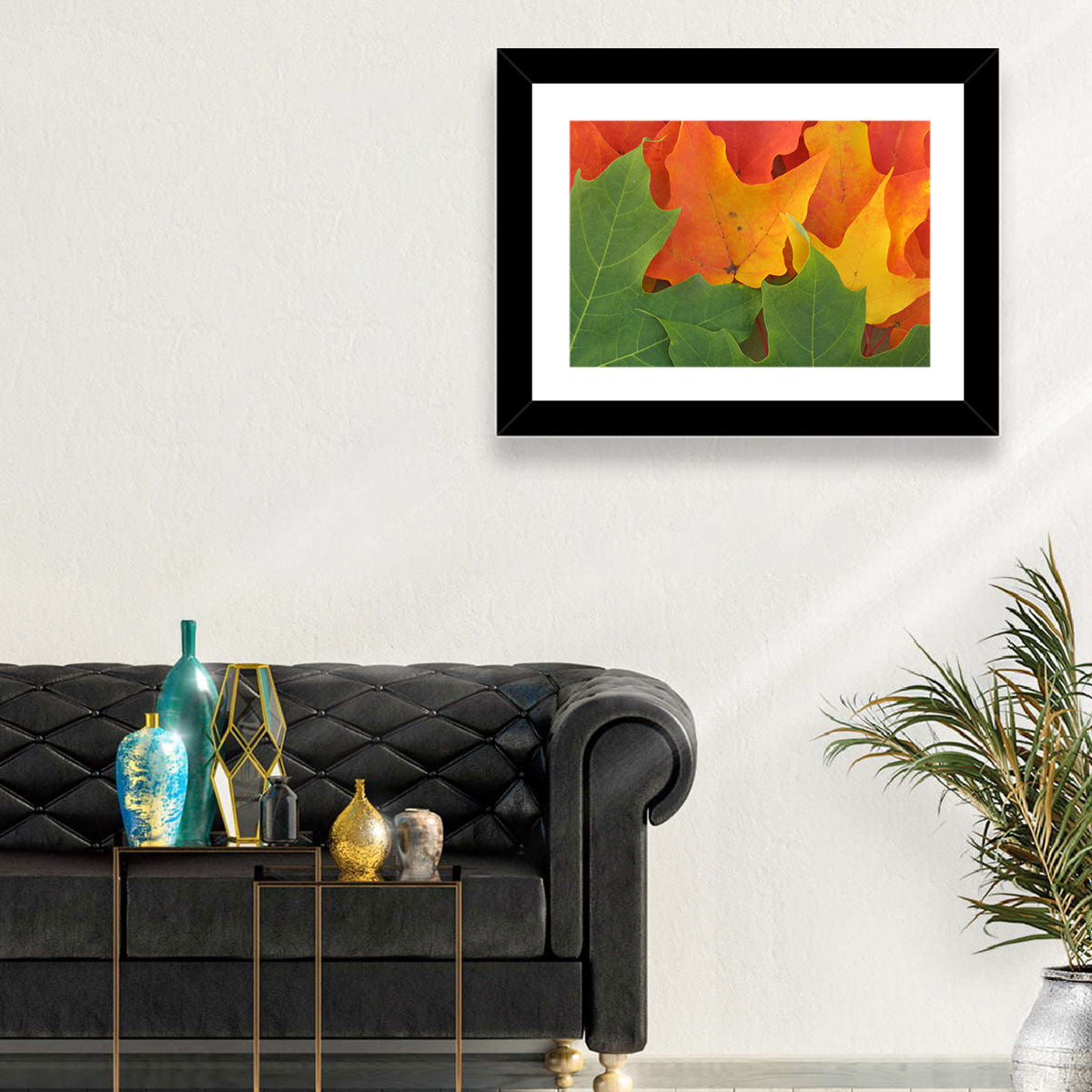 Autumn Maple Leaves Wall Art in a room, landscape