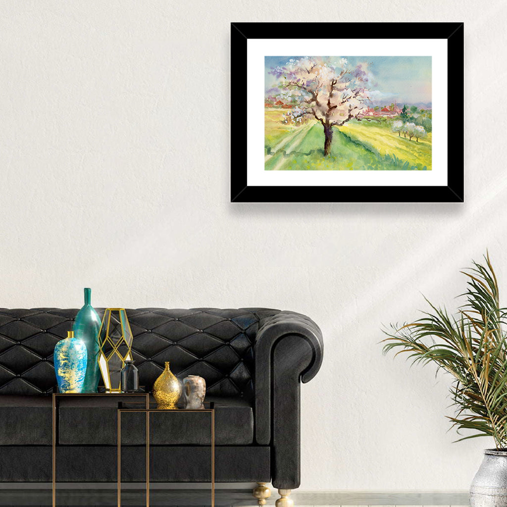 Spring Village Watercolor Wall Art