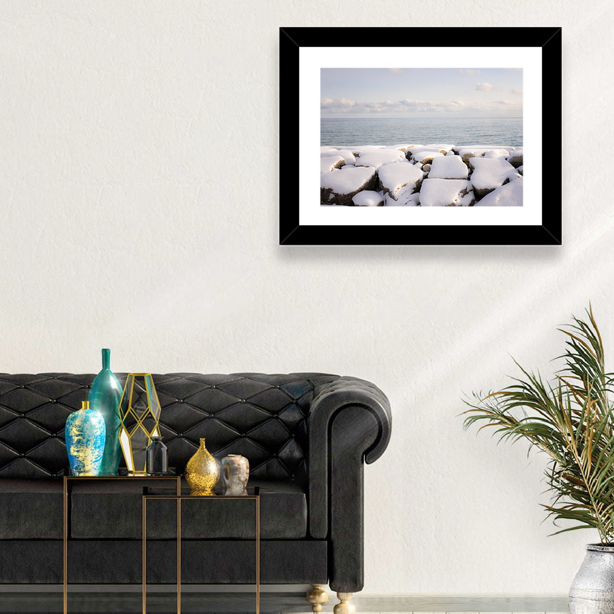 Lake Ontario Snowy Rocks Wall Art