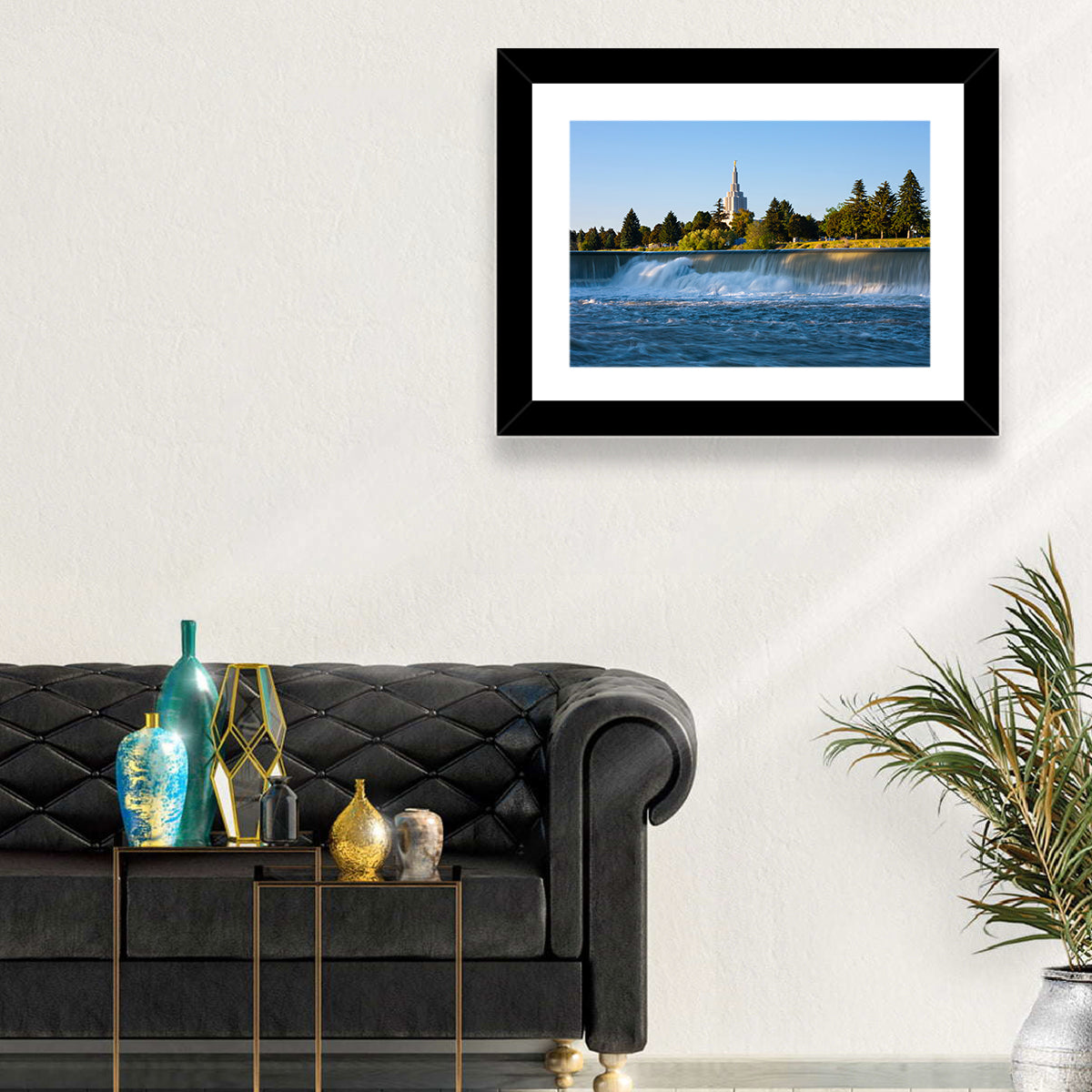 Idaho Falls Temple and Waterfall Wall Art