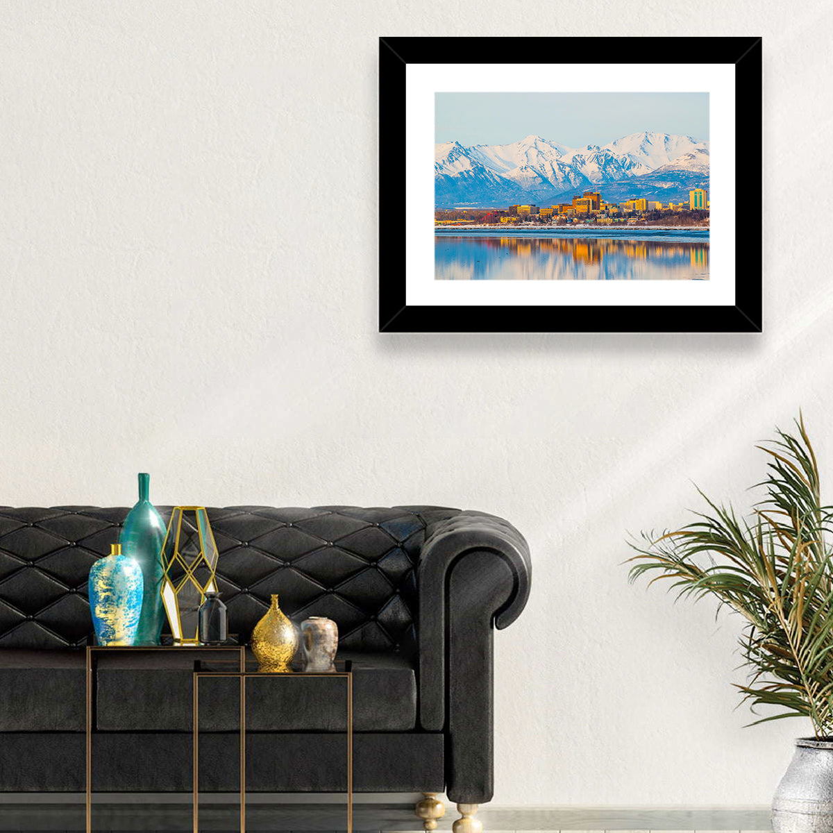 Anchorage Morning Skyline Wall Art in a room, landscape