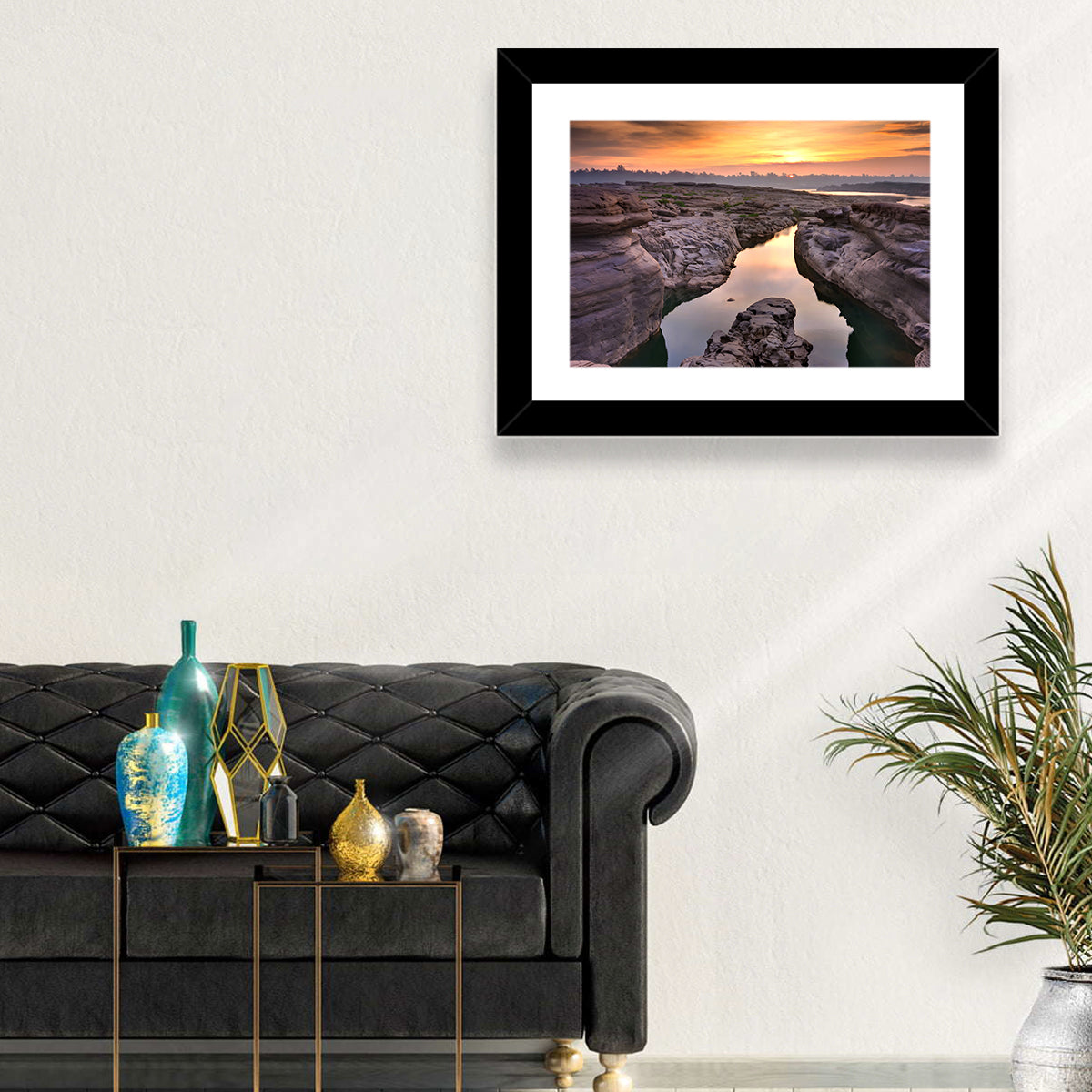Sam Phan Bok Sunrise River Canyon Wall Art in a room, landscape