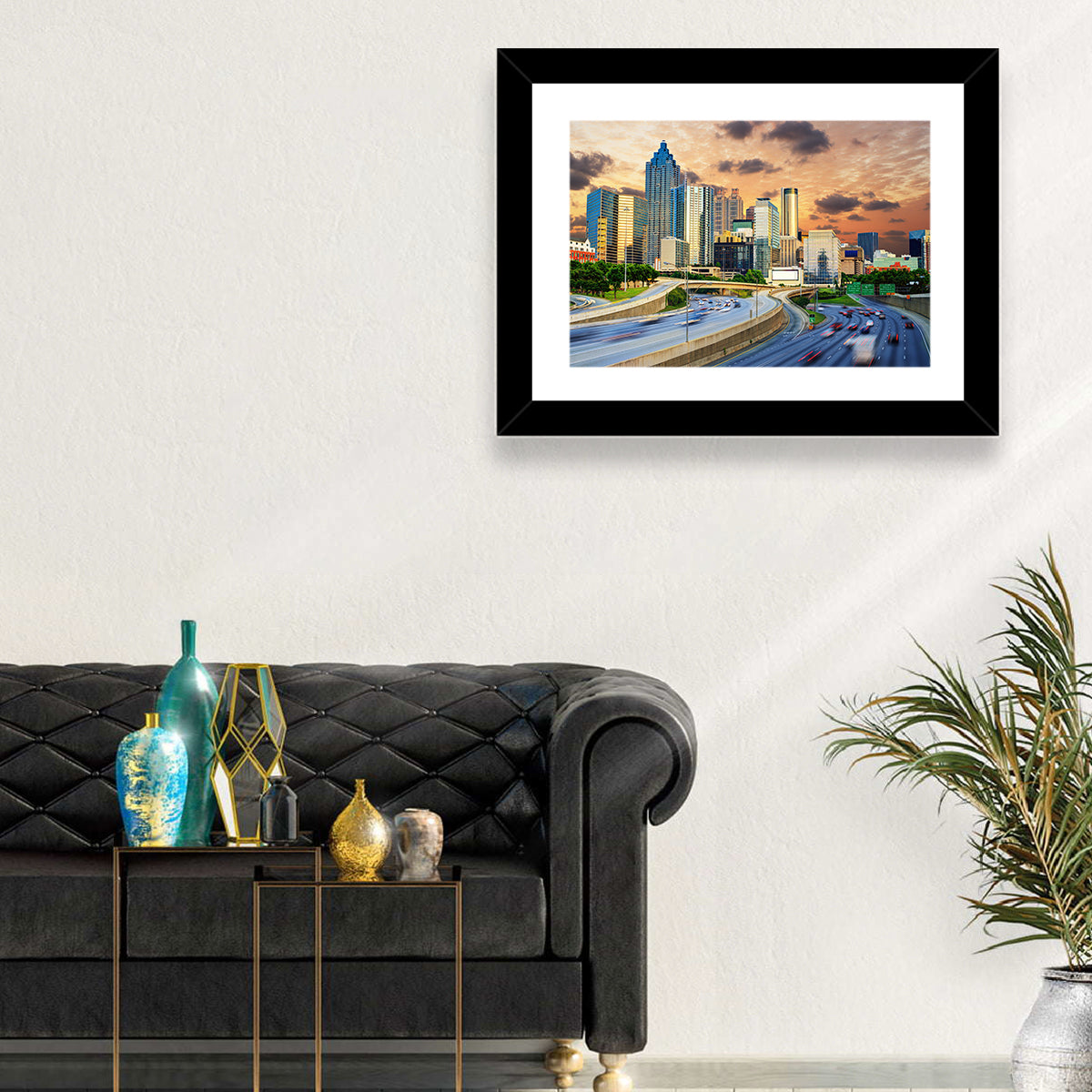 Atlanta Downtown Skyline Wall Art in a room, landscape