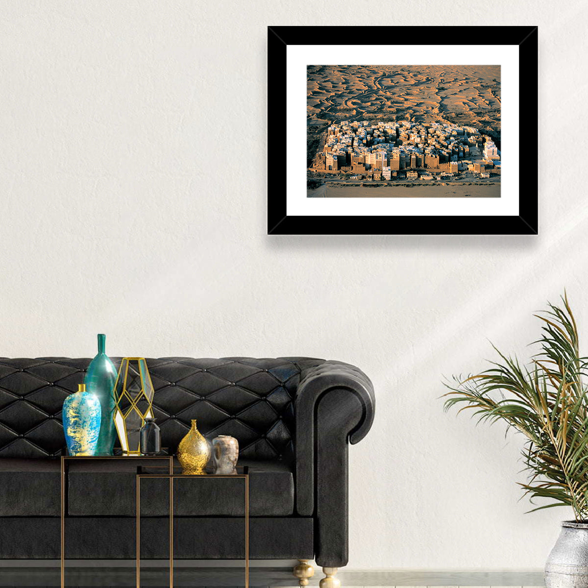 Shibam Mudbrick Cityscape Wall Art in a room, landscape