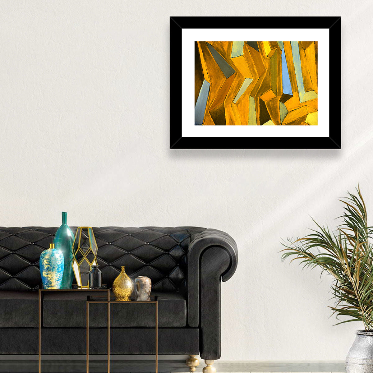 Golden Blocks Abstract Wall Art