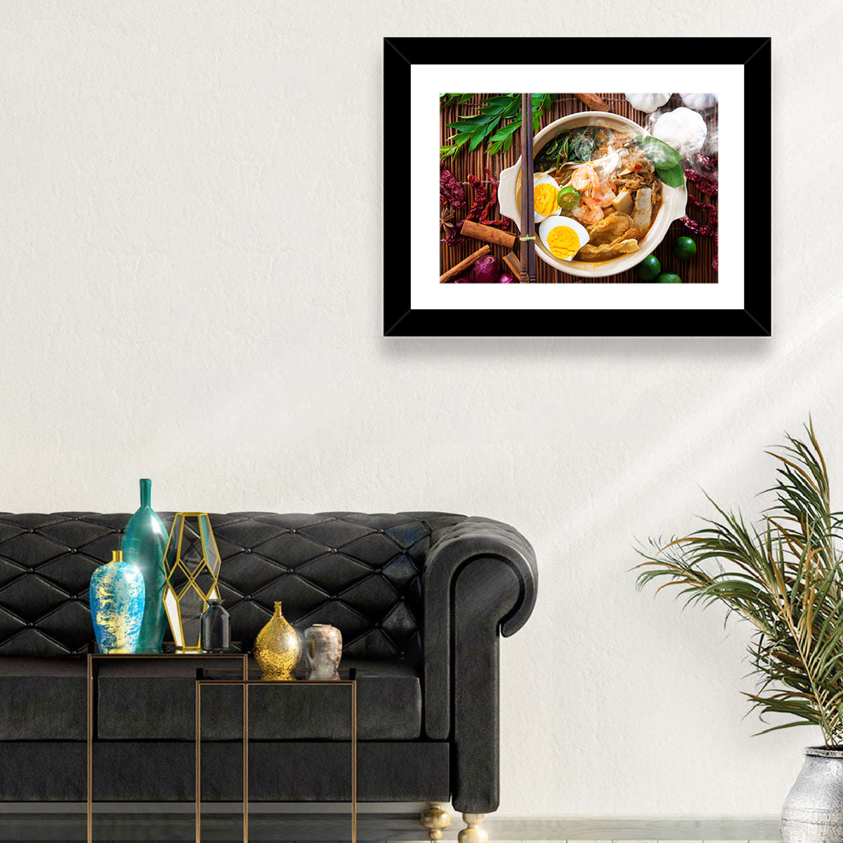 Malaysian Prawn Mee Bowl Wall Art in a room, landscape
