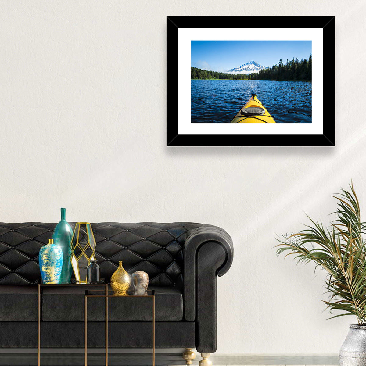 Yellow Kayak at Trillium Lake Wall Art