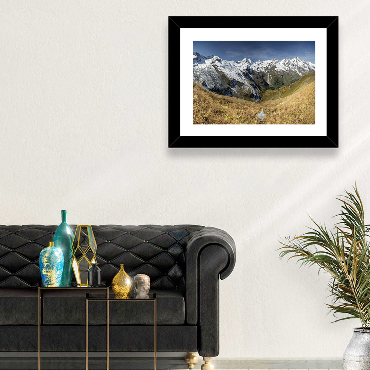 Crisp Alpine Valley with Snow-capped Peaks Wall Art