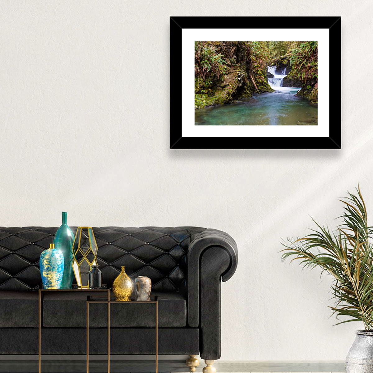 Willaby Creek Waterfall Wall Art in a room, landscape