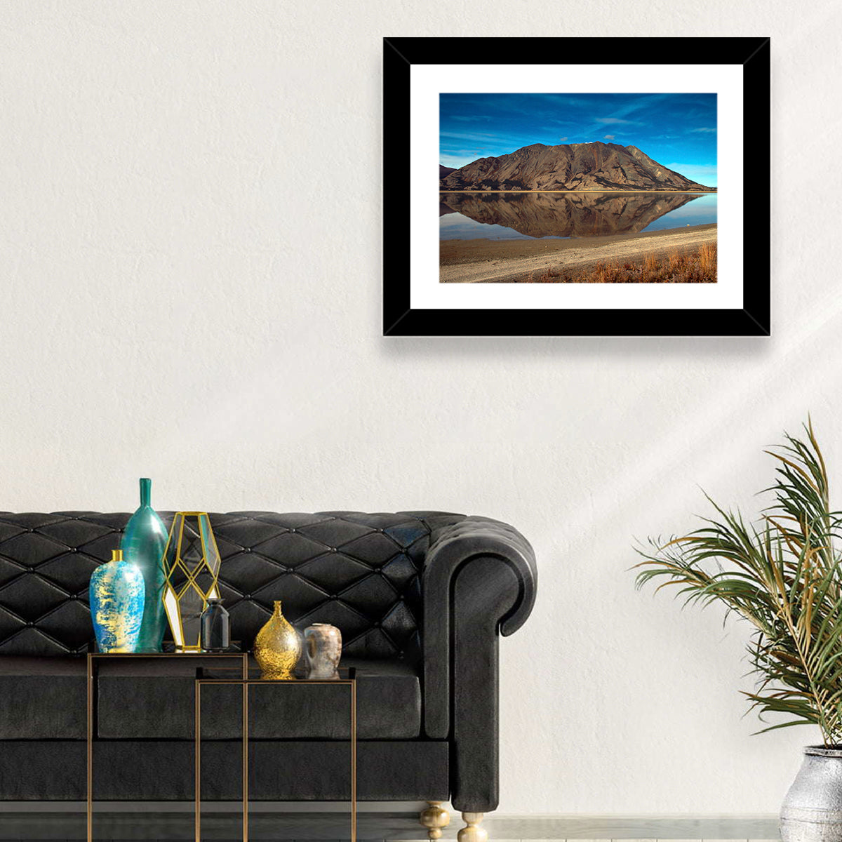 Rocky Peak Reflection, Kluane Lake Wall Art in a room, landscape
