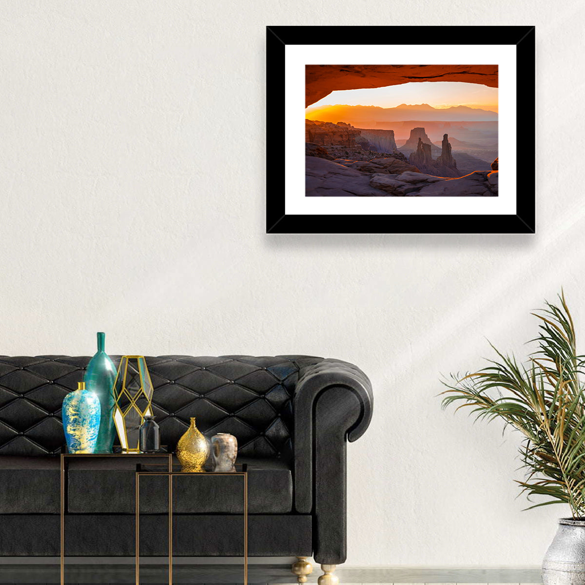 Mesa Arch Sunrise Wall Art in a room, landscape