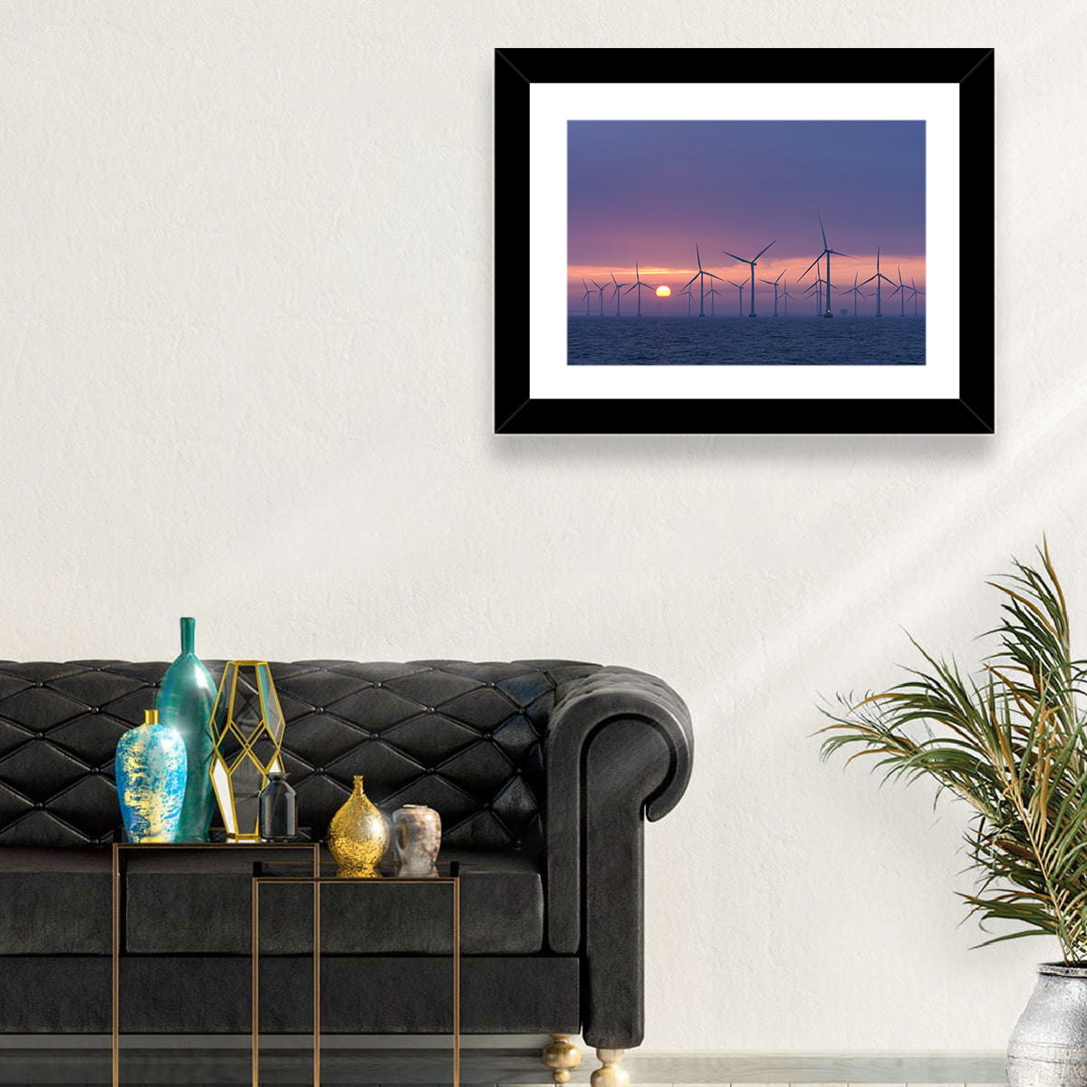 Twilight Offshore Wind Farm Wall Art in a room, landscape