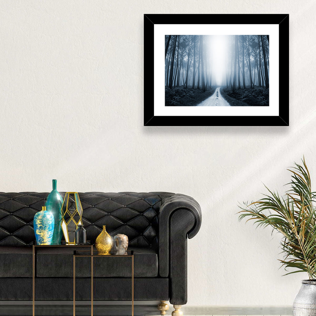 Misty Forest Road at Twilight Wall Art