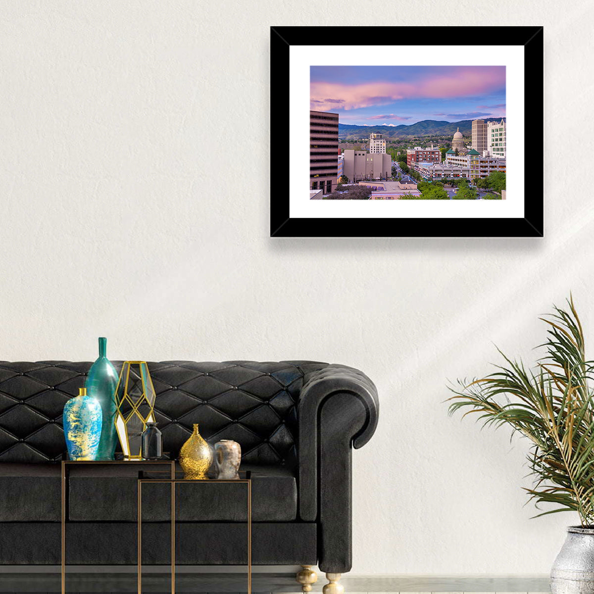 Boise Downtown at Golden Hour Wall Art in a room, landscape