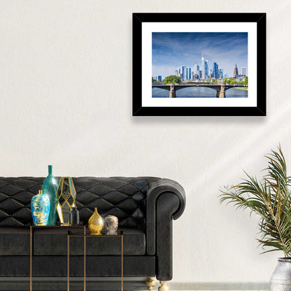 Frankfurt Skyline with Eiserner Steg Wall Art