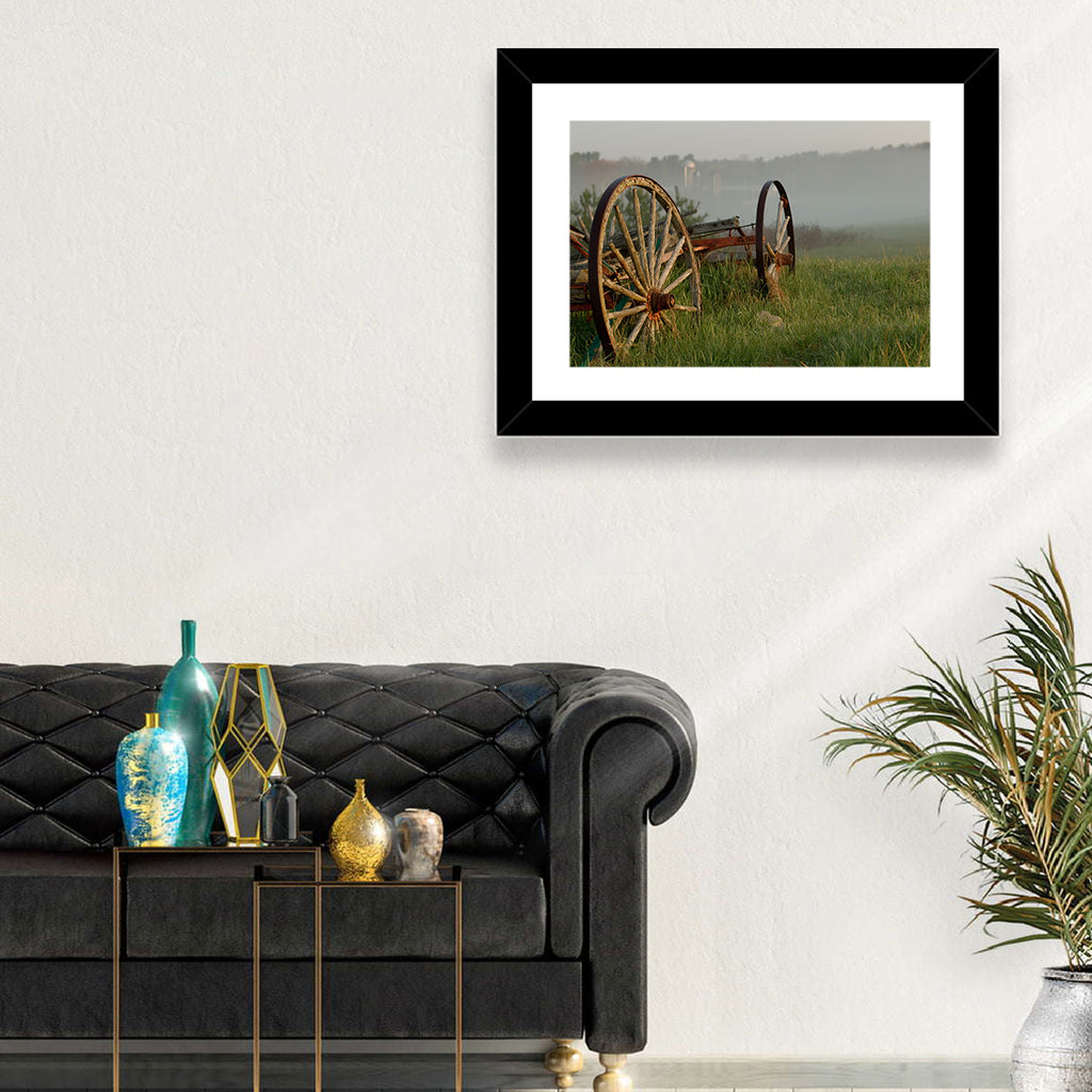 Weathered Wagon in Morning Mist Wall Art