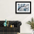 Curving Winter Tree Over Lake Wall Art