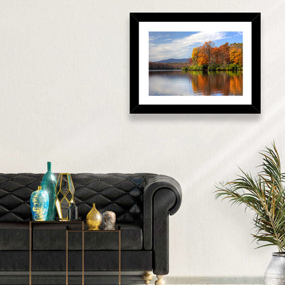 Autumn Lake with Mountain Reflection Wall Art