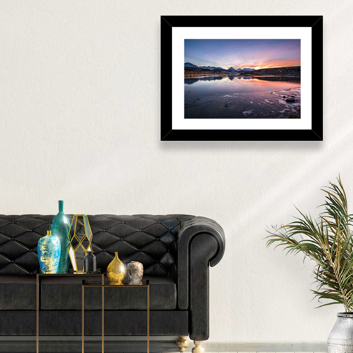 Ushuaia Twilight Reflection Wall Art in a room, landscape