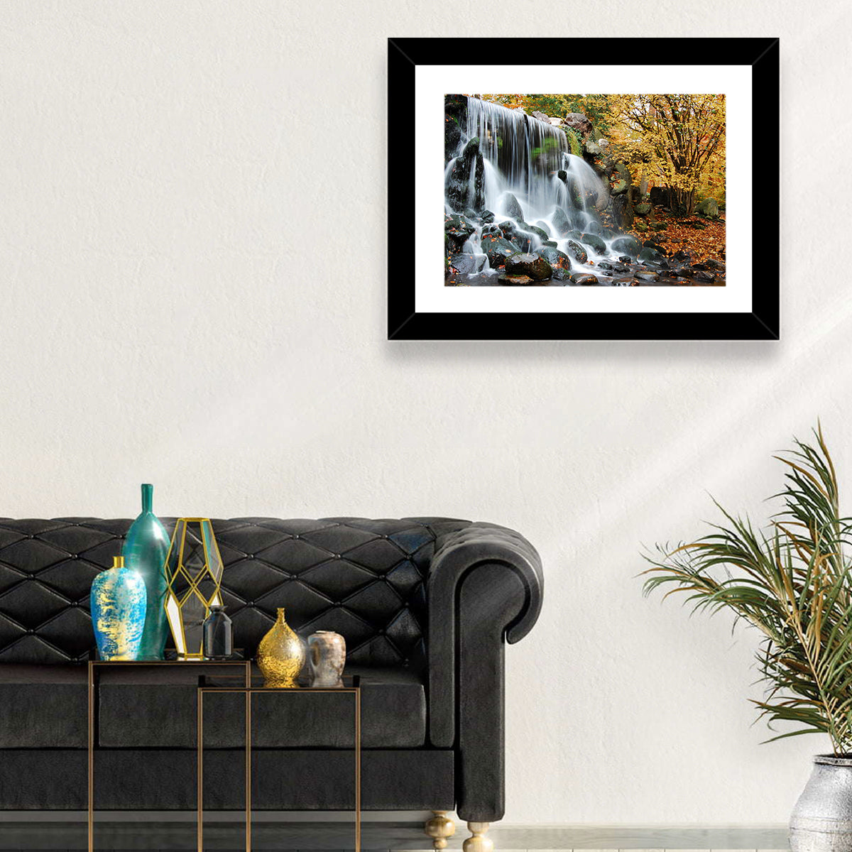 Autumn Waterfall at Sonsbeek Park Wall Art in a room, landscape