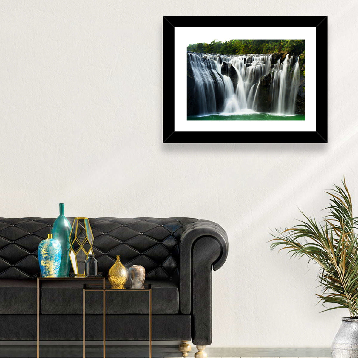 Shifen Waterfall Wall Art in a room, landscape