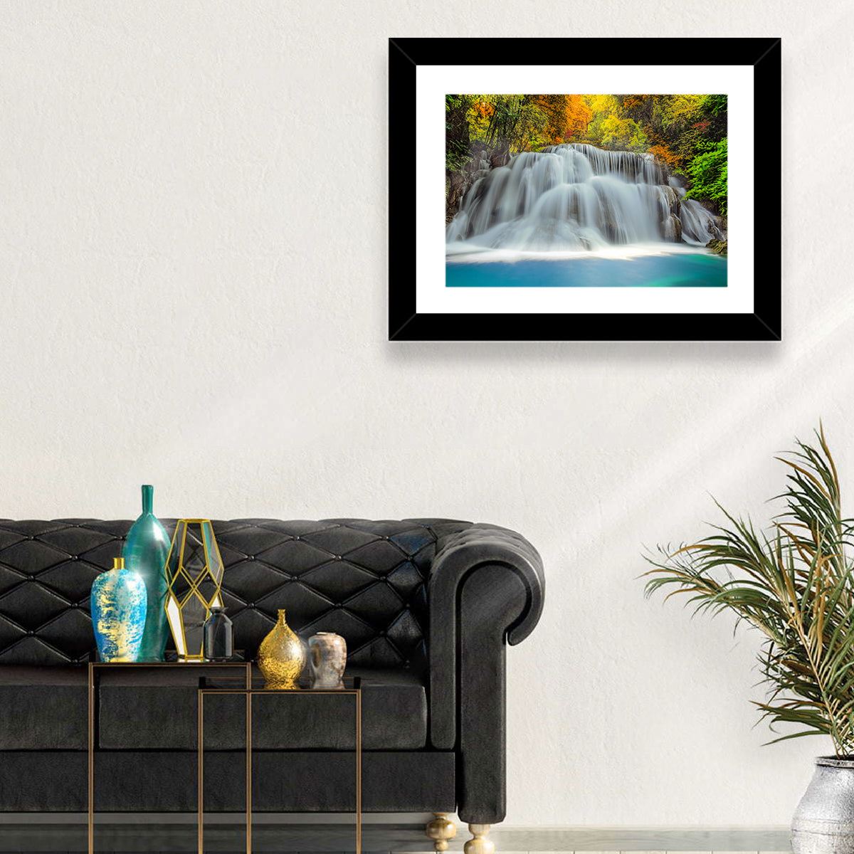Erawan Falls Cascade Wall Art in a room, landscape