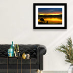 Kangaroo and Emu at Lake Sunset Wall Art