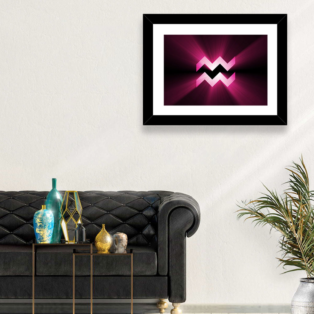Magenta Aquarius Symbol Wall Art