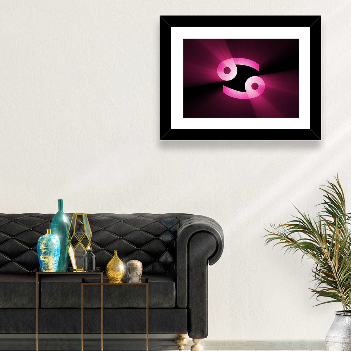 Glowing Pink Cancer Symbol Wall Art