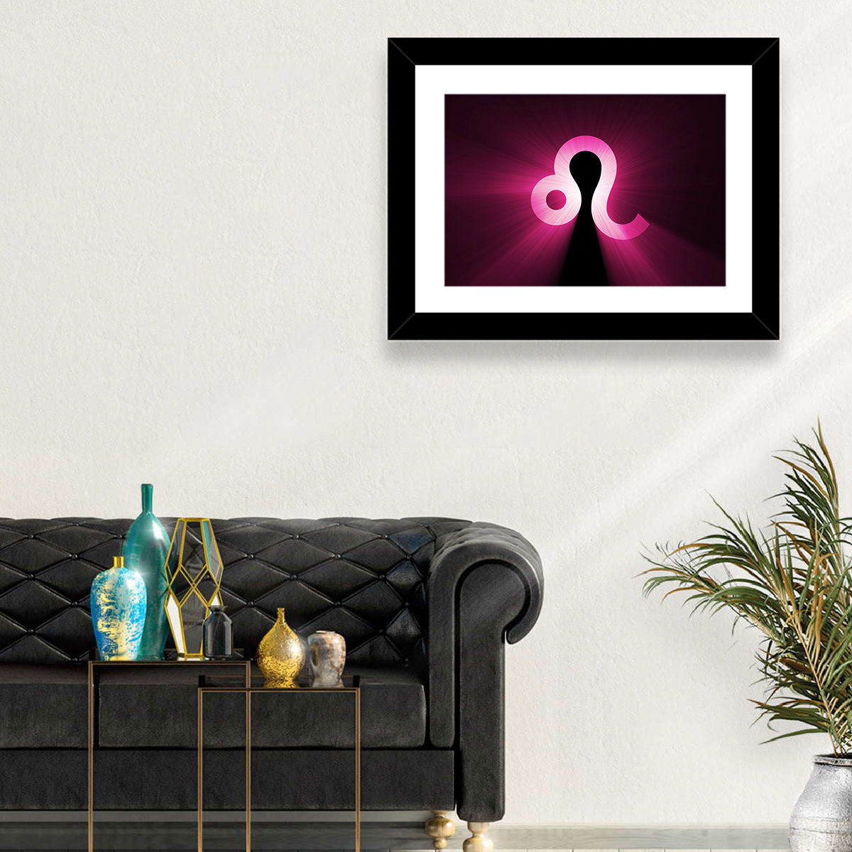 Glowing Magenta Leo Symbol Wall Art