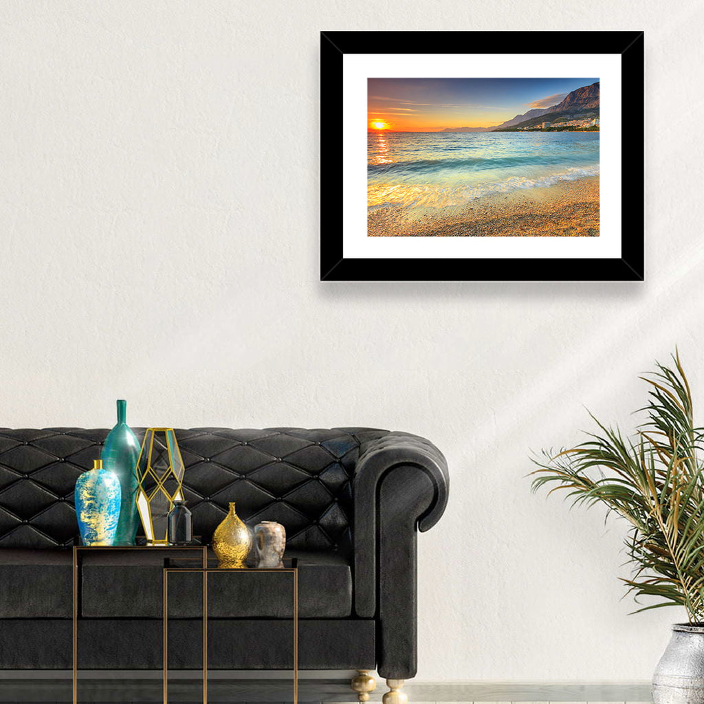 Makarska Pebble Beach Sunset Wall Art