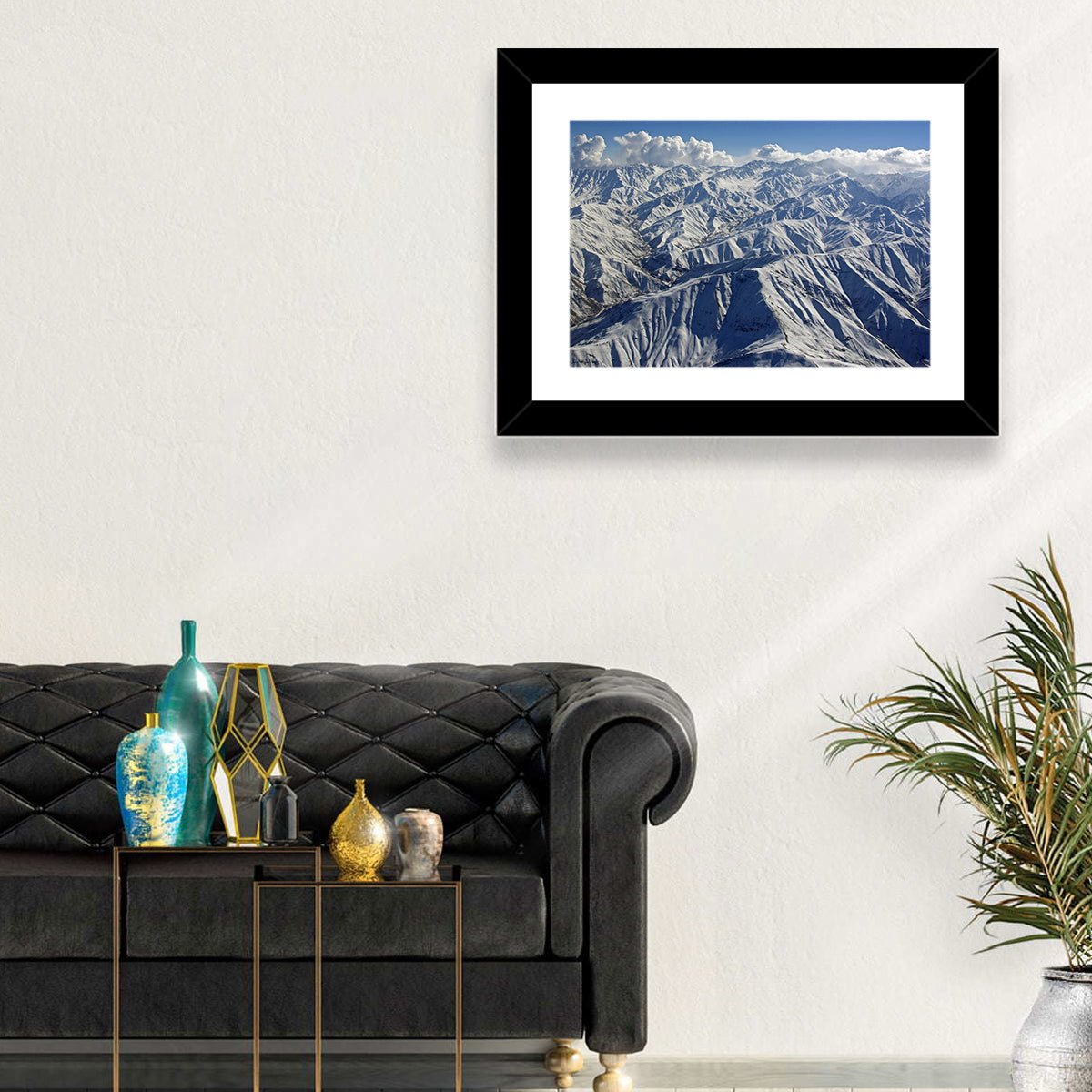Snow-capped Afghan Mountains Wall Art in a room, landscape