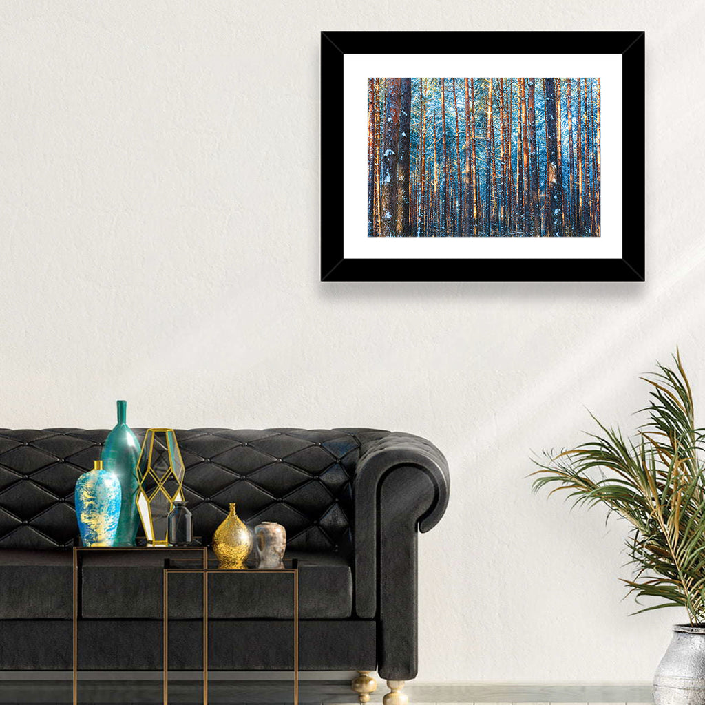 Golden Hour Winter Pine Forest Wall Art