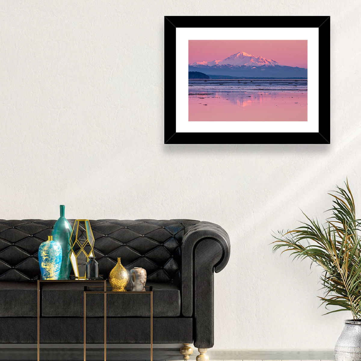 Mount Baker Sunset Wall Art in a room, landscape