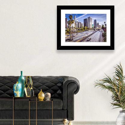 Los Angeles Freeway to Downtown Skyline Wall Art