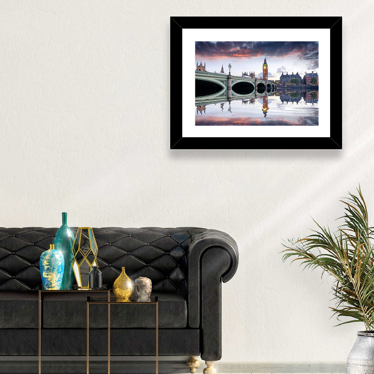 Westminster Bridge at Dusk Wall Art in a room, landscape