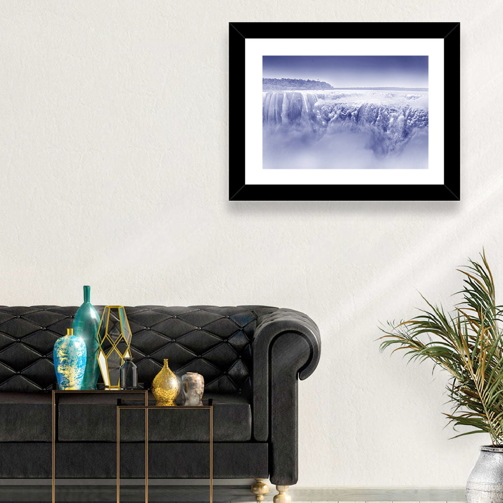 Iguazu Falls Blue Monochrome Wall Art