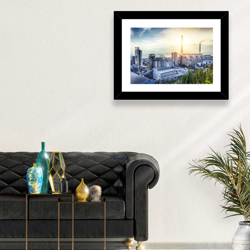 Coastal Power Plant at Sunrise Wall Art