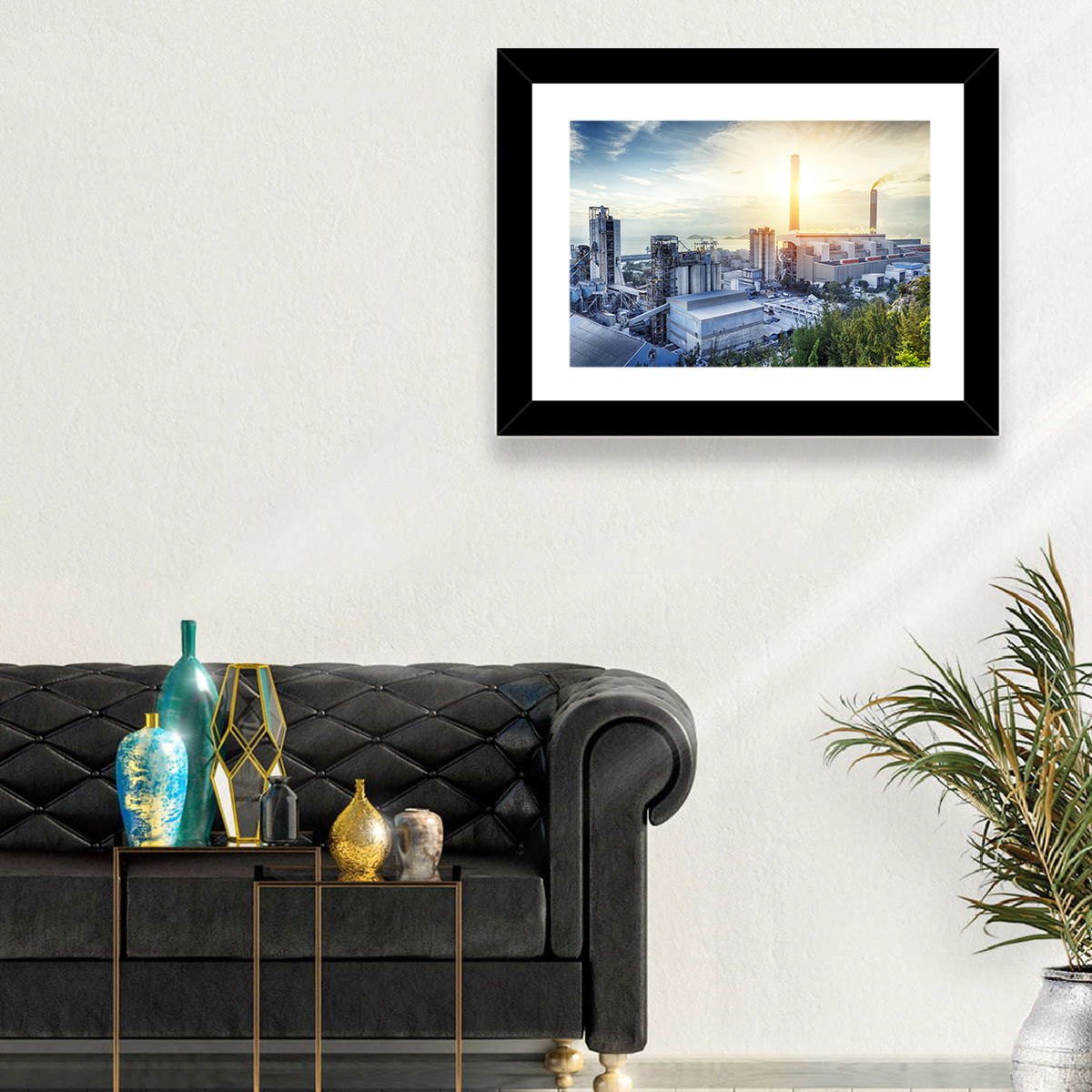 Coastal Power Plant at Sunrise Wall Art