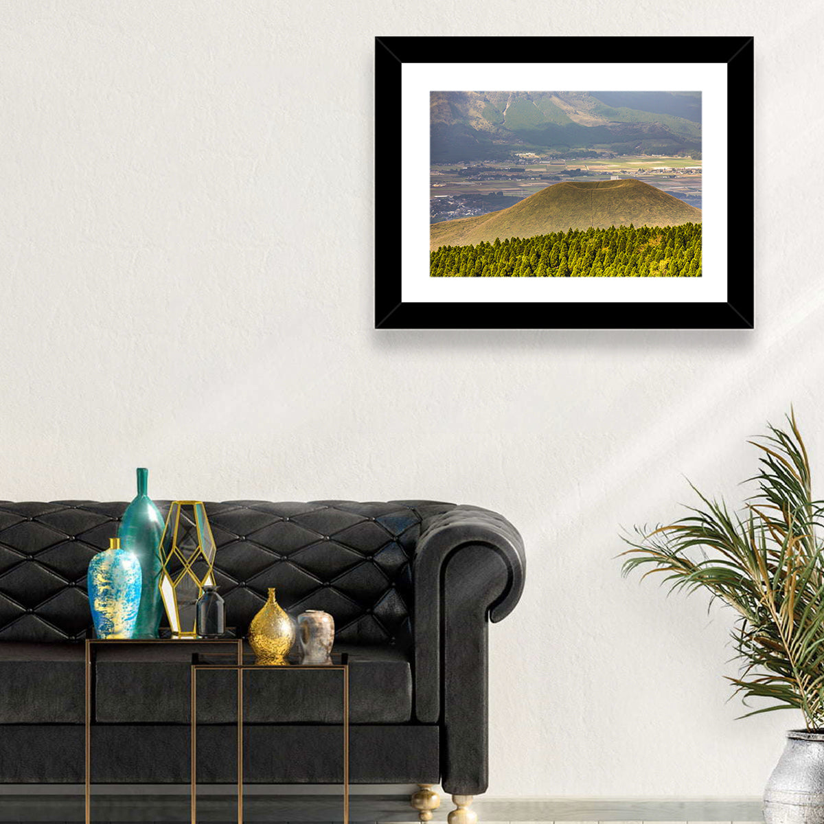 Mount Aso Komezuka Crater Wall Art in a room, landscape