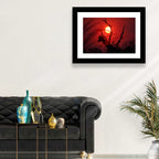 Giraffe Silhouette at Sunset Wall Art